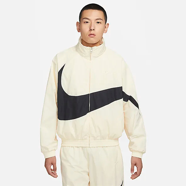 Nike Men's Swoosh Woven Track Jacket in Coconut Milk/Black