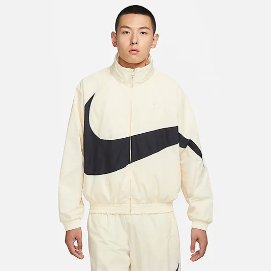 Nike Men's Swoosh Woven Track Jacket in Coconut Milk/Black