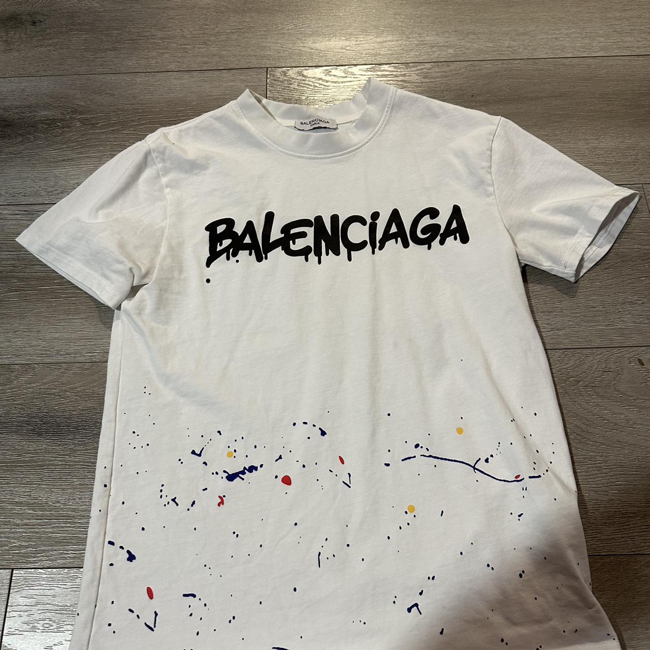 Balenciaga White Tee Paint Splattered