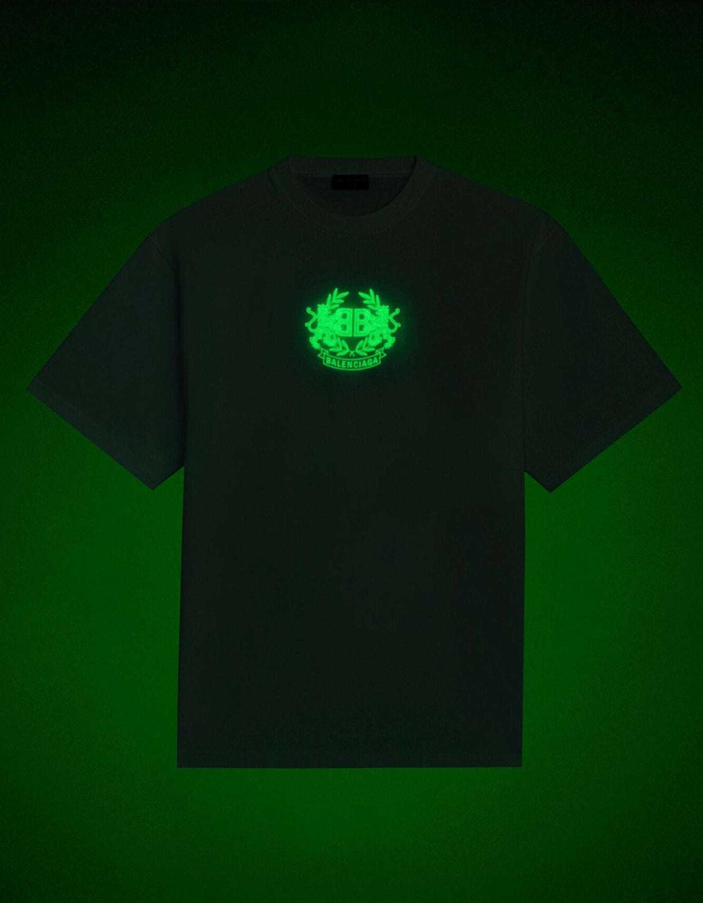 Balenciaga White GITD Lion's Laurel Boxy T-Shirt