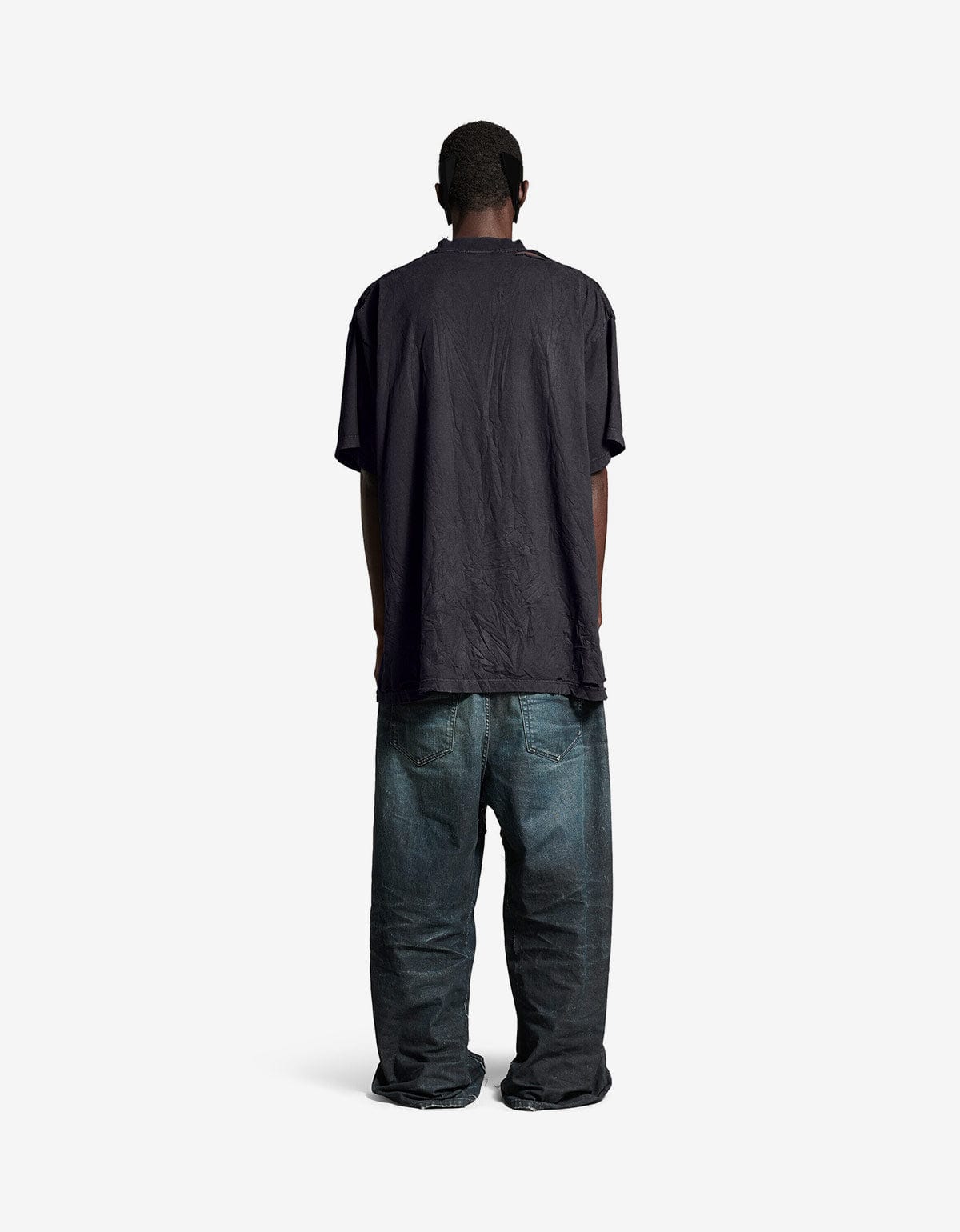 Balenciaga Black Planet Earth Print T-Shirt